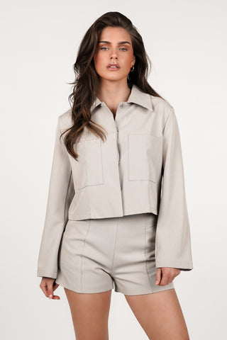 High waisted short met zakken taupe - Brett