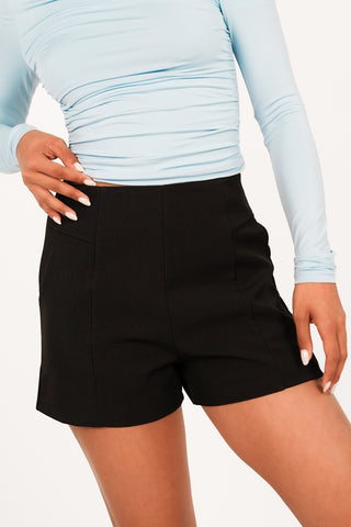 High waisted short met zakken zwart - Brett
