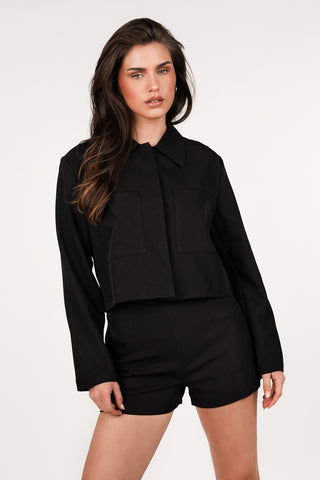 High waisted short met zakken zwart - Brett