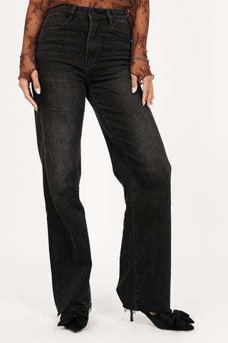 High waisted straight leg jeans zwart - Didi