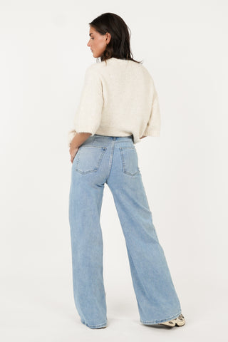 High waisted wide leg jeans blauw - Polly