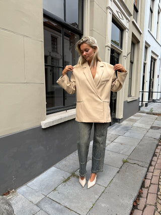 Oversized blazer asymmetrisch camel - Clara