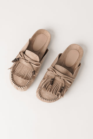Instappers met franjes khaki - Pascalle