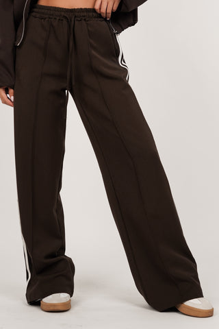 Jogger pantalon met pinstripe bruin - Emily