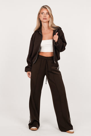 Jogger pantalon met pinstripe bruin - Emily