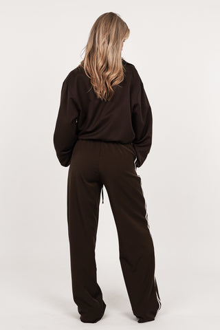 Jogger pantalon met pinstripe bruin - Emily