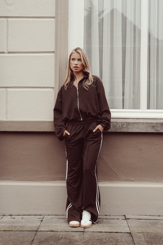 Jogger pantalon met pinstripe bruin - Emily