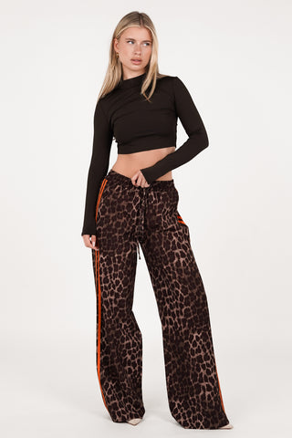 Jogger pantalon oranje streep luipaardprint - Emily