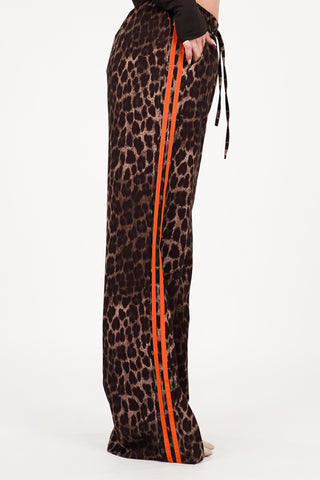 Jogger pantalon oranje streep luipaardprint - Emily