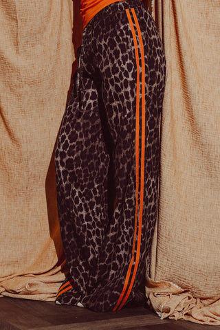 Jogger pantalon oranje streep luipaardprint - Emily
