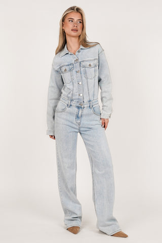 Denim jumpsuit with straight leg in blue - Jenna