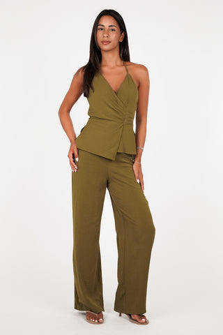 Jumpsuit wijd dames groen - Mexy