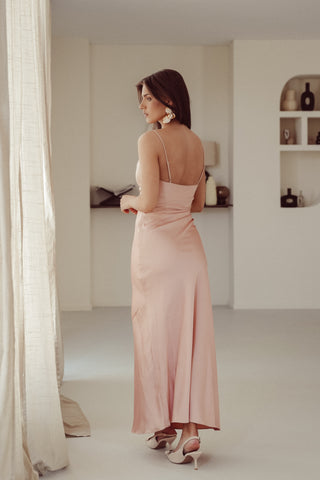 Jurk bruiloft gast maxi roze - Bijou