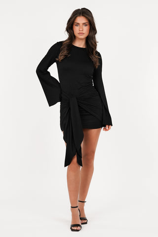 Jurk met strik detail zwart - Lezy