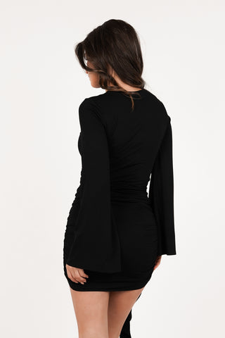 Jurk met strik detail zwart - Lezy