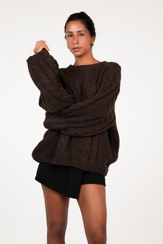 Kabeltrui oversized bruin - Kiki