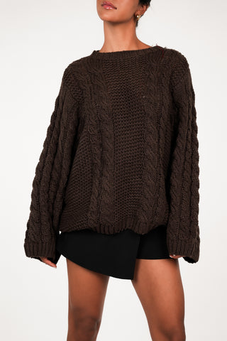 Kabeltrui oversized bruin - Kiki