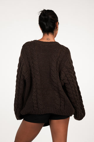 Kabeltrui oversized bruin - Kiki
