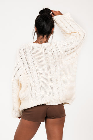 Kabeltrui oversized creme - Kiki