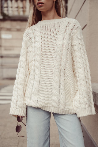 Kabeltrui oversized creme - Kiki