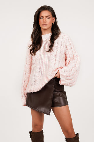 Kabeltrui oversized roze - Kiki