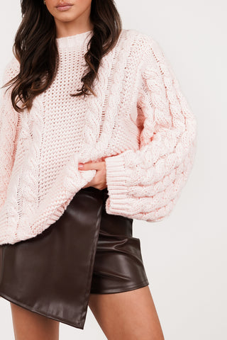 Kabeltrui oversized roze - Kiki