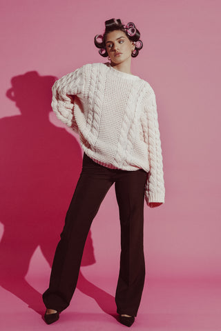 Kabeltrui oversized roze - Kiki