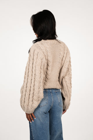 Kabeltrui oversized taupe - Kiki