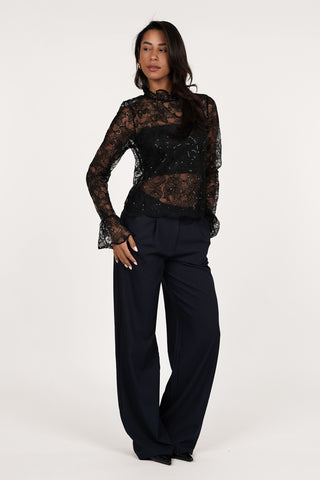 Lace blouse transparent cream - Dunya