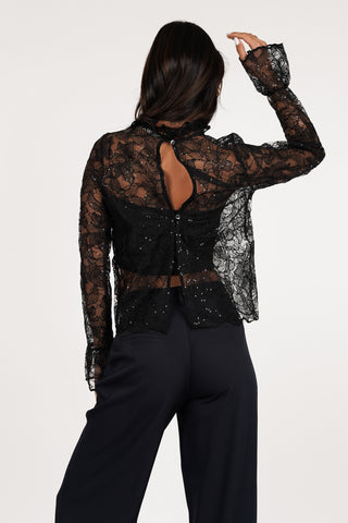 Lace blouse transparent cream - Dunya