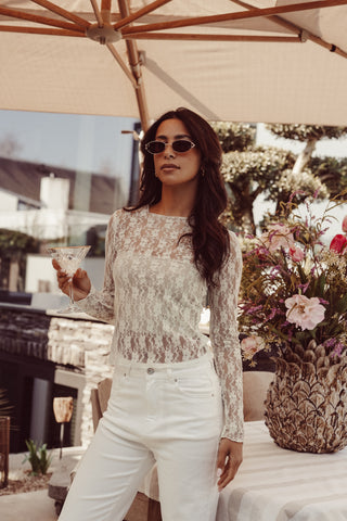 Kanten top mint groen met lange mouwen - Amaris