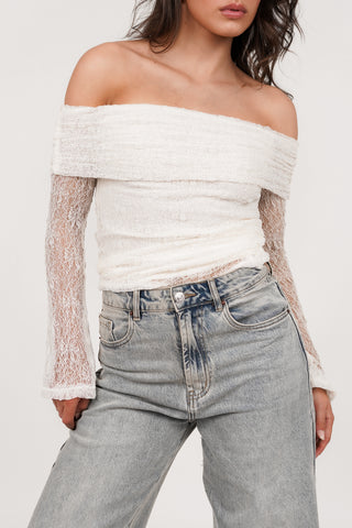 Kanten top off shoulder creme - Nanny