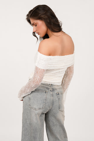 Kanten top off shoulder creme - Nanny