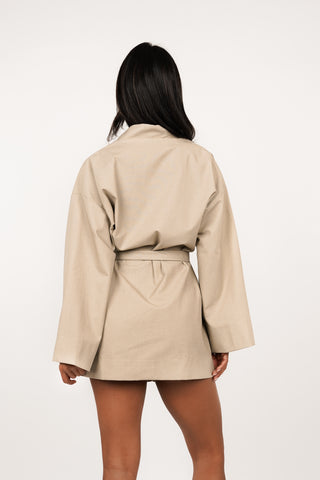 Kimono jurk dames linnen khaki - Ricky