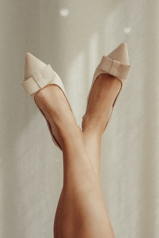 Kitten heels met strik beige - Maxime