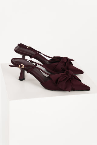 Kitten heels met strikdetail bordeaux - Ricky