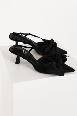 Kitten heels met strikdetail zwart - Ricky