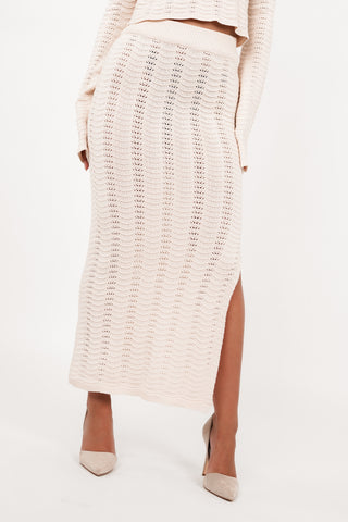 Knitted maxi rok met split creme - Rosalie