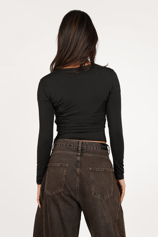 Korset top met lange mouwen zwart - Kenzi