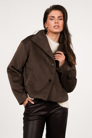 Korte jas met kraag bruin - Duffy