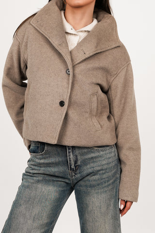 Korte jas met kraag taupe - Duffy