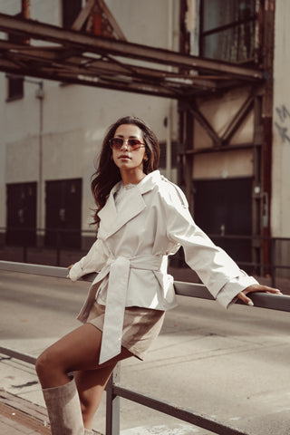 Korte trenchcoat beige - Blair