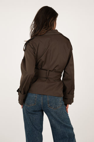 Korte trenchcoat choco bruin - Blair