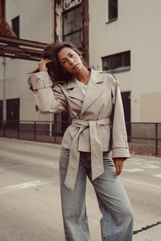 Korte trenchcoat khaki groen - Blair
