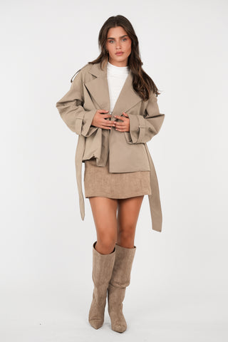 Korte trenchcoat khaki groen - Blair