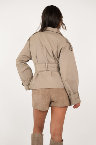 Korte trenchcoat khaki groen - Blair