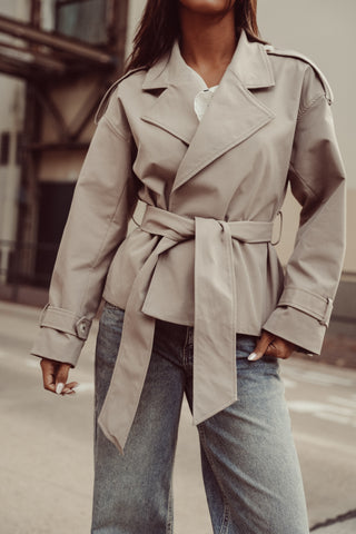 Korte trenchcoat khaki groen - Blair