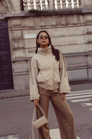 Korte trenchcoat oversized taupe - Novia