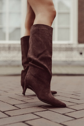 Laarzen met kitten heel suede bruin - Maxime