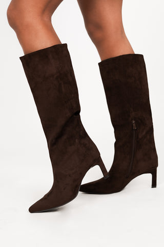 Laarzen met kitten heel suede bruin - Puk